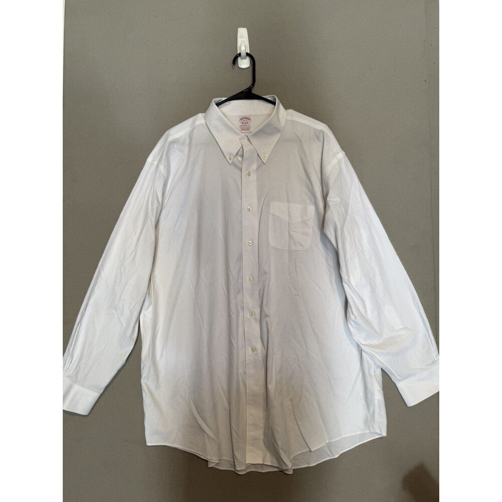 BROOKS BROTHERS Madison Fit Dress Shirt 18 - 35 Non Iron White Supima Cotton